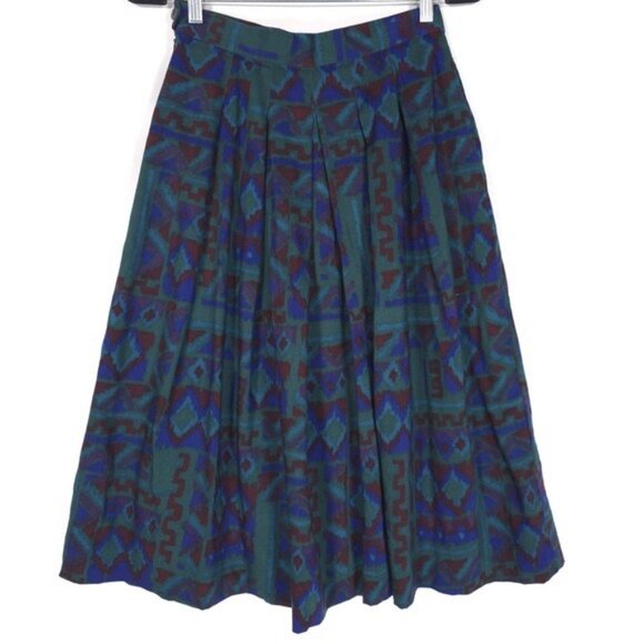 GEIGER AUSTRIA🇦🇹MADE Women Pleated Green Midi Skirt Vintage 90’s Size 38 US 6 - Picture 2 of 12